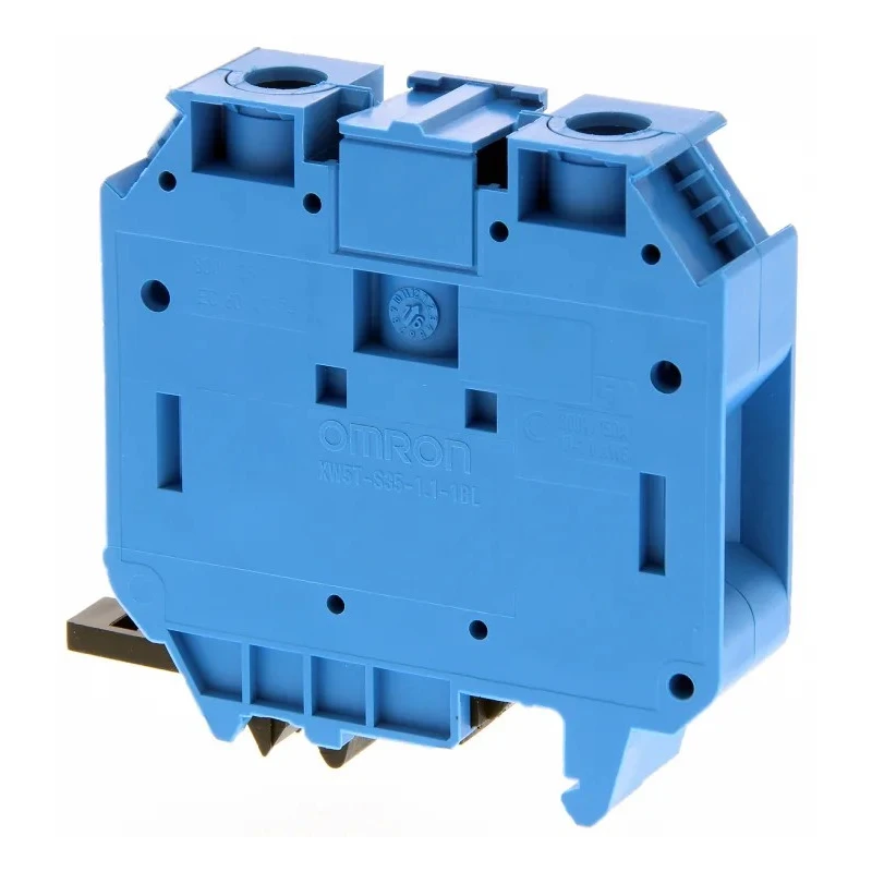 Omron XW5T Series DIN Rail Terminal Block, Blue, Feed Through, 35mm², 1-Level, Screw, 800V, 150A XW5TS35111BL