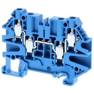 Omron XW5TS40221BL DIN Rail Terminal Block, Blue, 4mm², 1-Level, Screw Type, 500V, 32A XW5TS40221BL