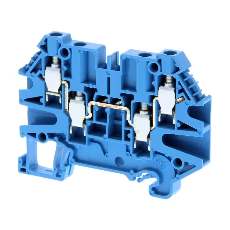 Omron XW5TS40221BL DIN Rail Terminal Block, Blue, 4mm², 1-Level, Screw Type, 500V, 32A XW5TS40221BL
