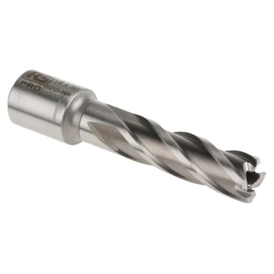 RS PRO HSS Magnetic Drill Bit, 14 mm Cutter Diameter, 50 mm Cutting Depth, Straight Flute, Bright Finish 123-8494