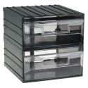 RS PRO Drawer Storage Unit 2 Drawers, Plastic Case, Transparent Polypropylene Drawers, 208x208x222 mm, Wall Mount, 236-3628