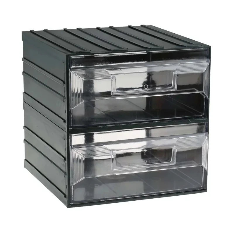 RS PRO Drawer Storage Unit 2 Drawers, Plastic Case, Transparent Polypropylene Drawers, 208x208x222 mm, Wall Mount, 236-3628