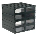RS PRO Drawer Storage Unit 2 Drawers, Plastic Case, Transparent Polypropylene Drawers, 208x208x222 mm, Wall Mount, 236-3628