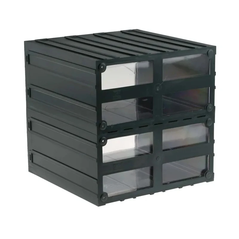 RS PRO Drawer Storage Unit 2 Drawers, Plastic Case, Transparent Polypropylene Drawers, 208x208x222 mm, Wall Mount, 236-3628
