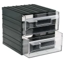 RS PRO Drawer Storage Unit 2 Drawers, Plastic Case, Transparent Polypropylene Drawers, 208x208x222 mm, Wall Mount, 236-3628