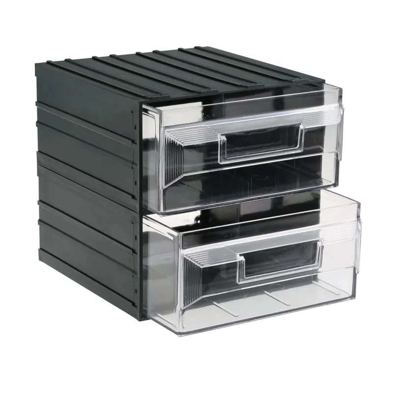 RS PRO Drawer Storage Unit 2 Drawers, Plastic Case, Transparent Polypropylene Drawers, 208x208x222 mm, Wall Mount, 236-3628