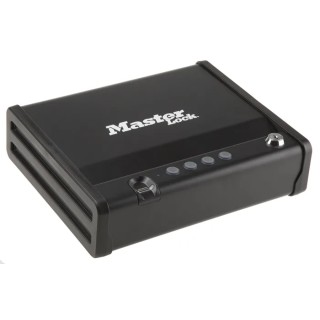 Master Lock Fingerprint Hotel Safe, 2.34L Capacity, Black, Automatic Lid, Solid Steel Construction, MLD08EB