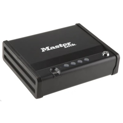 Master Lock Fingerprint Hotel Safe, 2.34L Capacity, Black, Automatic Lid, Solid Steel Construction, MLD08EB