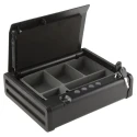 Master Lock Fingerprint Hotel Safe, 2.34L Capacity, Black, Automatic Lid, Solid Steel Construction, MLD08EB