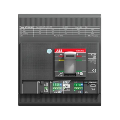 ABB XT2V Molded Case Circuit Breaker, 4-Pole, 10A, Breaking Capacity 200kA, Fixed, 690V AC, Solid-State, Model 
