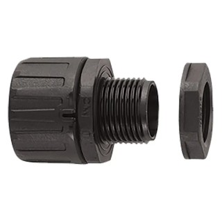 Flexicon Metric Thread Polyamide Conduit Fitting, 11 mm Nominal Size, M12 x 1.5 mm, Black, IP66 FPA11-M12B
