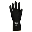 Polyco Healthline Jet Black Latex Work Gloves, Size 7, Chemical Resistant, Black, Latex Coating 525