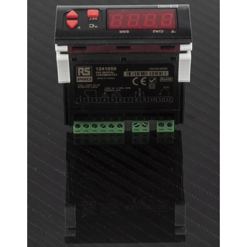 RS PRO Panel Mount On-Off Temperature Controller, 1 Input, 2 Output Solid State Relay, 253V AC, PID Controller ET2011