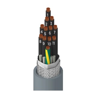 Alpha Wire Xtra-Guard FLEX Performance Multi-Core Industrial Cable, 12 Cores, Screened, Grey Polyvinyl, 30.5m 901412CY SL005
