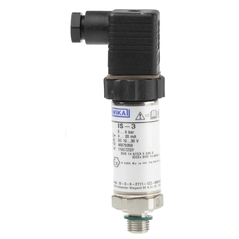 WIKA IS-3 Series Pressure Sensor Analogue Output, 0–6 Bar, Compound/Vacuum/Absolute/Gauge, Stainless Steel, 46879359