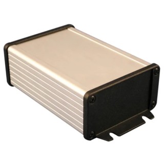 Hammond Flanged Aluminium Enclosure IP65, Silver Body, Black Lid, 151x86.8x46.9 mm 