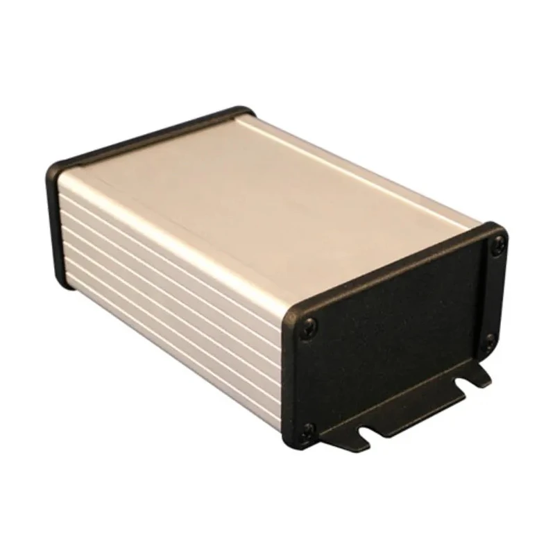 Hammond Flanged Aluminium Enclosure IP65, Silver Body, Black Lid, 151x86.8x46.9 mm 