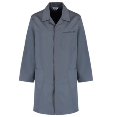 Alsico Grey Unisex Reusable Lab Coat Size S Polyester Cotton MD30CGIN