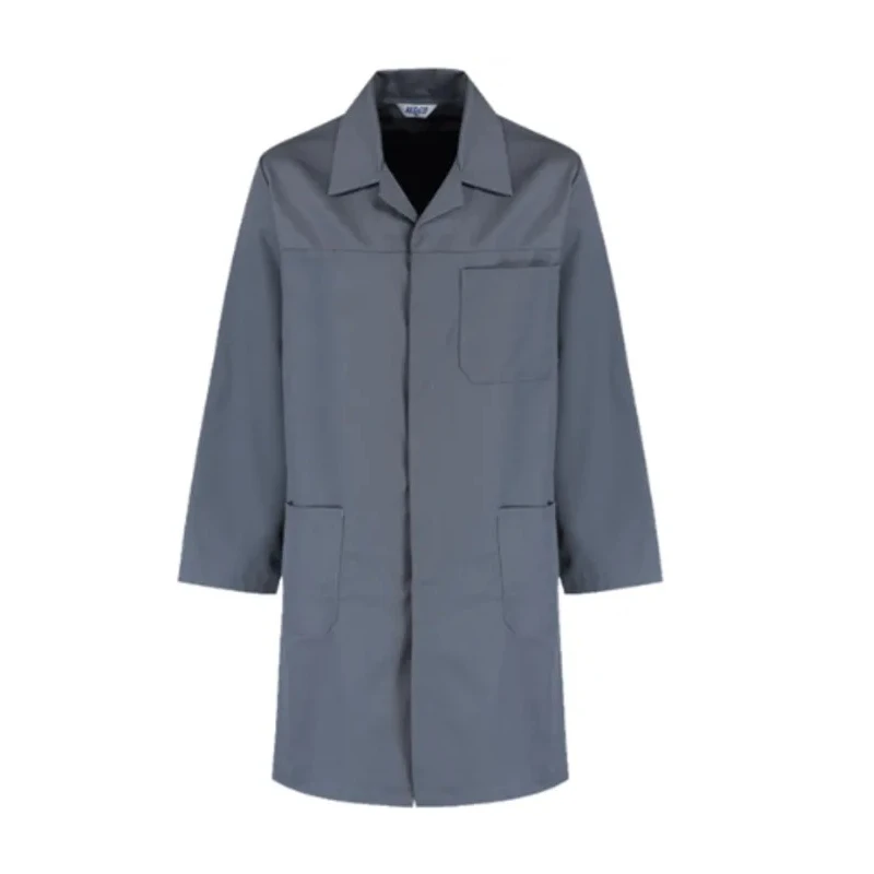 Alsico Grey Unisex Reusable Lab Coat Size S Polyester Cotton MD30CGIN