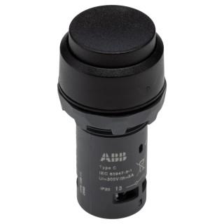 ABB CP4 Series Maintained Push Button Head, Black, 22.5mm Cutout, Round, Plastic 1SFA619103R1076 CP4-10B-11