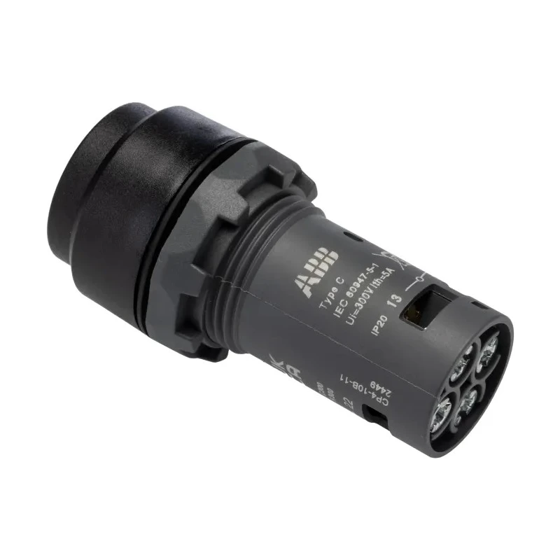 ABB CP4 Series Maintained Push Button Head, Black, 22.5mm Cutout, Round, Plastic 1SFA619103R1076 CP4-10B-11