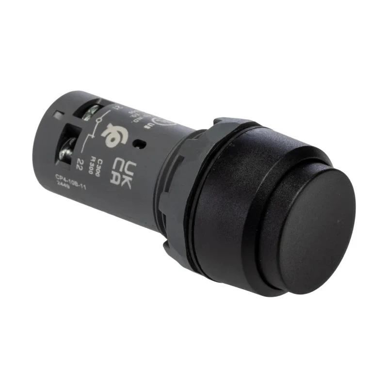 ABB CP4 Series Maintained Push Button Head, Black, 22.5mm Cutout, Round, Plastic 1SFA619103R1076 CP4-10B-11