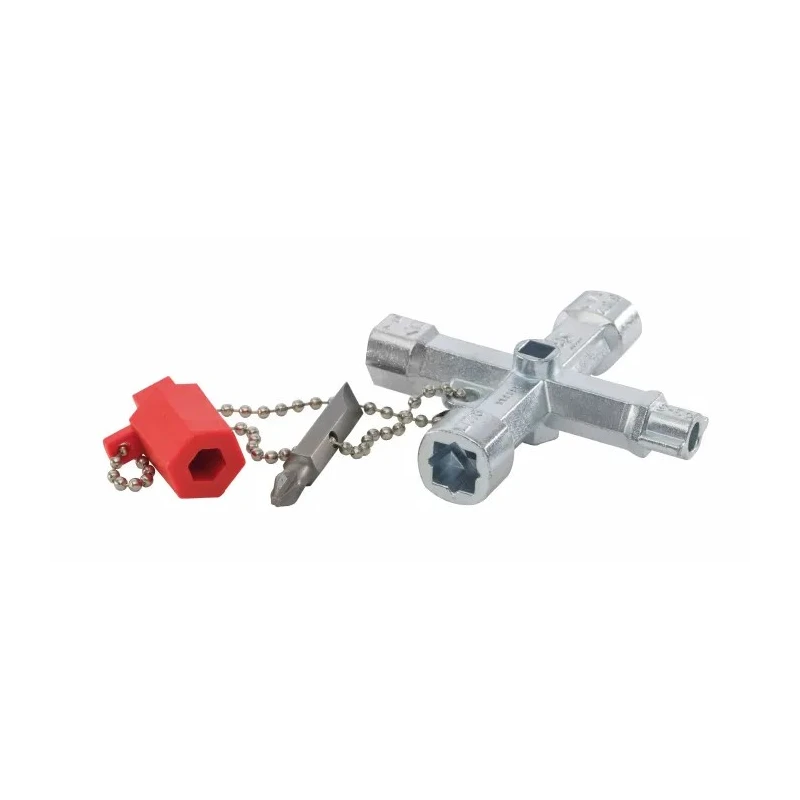 RS PRO Die Cast Zinc 12-way Cross Wrench Universal Cabinet Key 65x65 mm 237-3435
