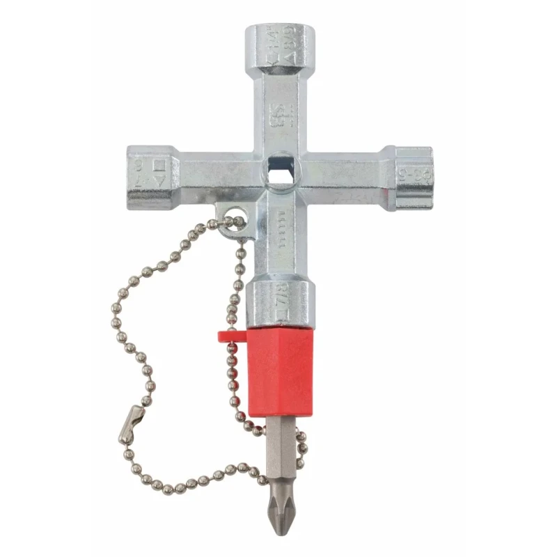 RS PRO Die Cast Zinc 12-way Cross Wrench Universal Cabinet Key 65x65 mm 237-3435