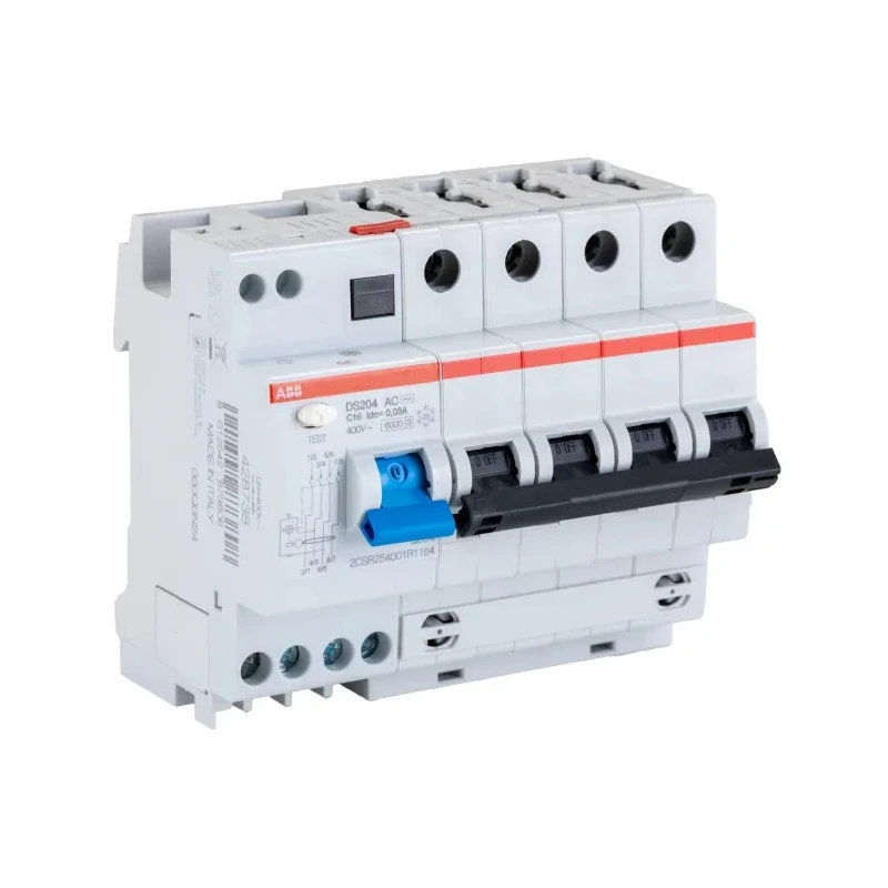 ABB Residual Current Circuit Breaker with Overload Protection, 16A, 4-Pole, 400V AC, 30mA Type C DS200 2CSR254001R1164