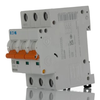 Eaton MEM Shield Miniature Circuit Breaker, 3-Pole, 63A, Type C, 240V AC, 48V DC, 10kA Breaking Capacity EMCH363 EMCH363