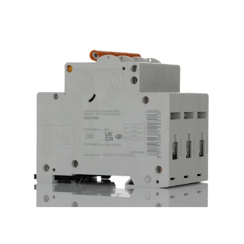 Eaton MEM Shield Miniature Circuit Breaker, 3-Pole, 63A, Type C, 240V AC, 48V DC, 10kA Breaking Capacity EMCH363 EMCH363