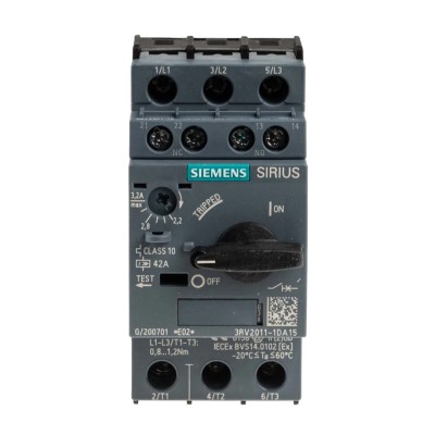 Siemens Motor Protection Circuit Breaker, 2.2–3.2A, 690V, Magnetic Sensing, IP20, 3RV2011-1DA15