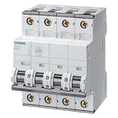 Siemens SENTRON Miniature Circuit Breaker, 4-Pole, 32A, Type B, 400V AC, 72V DC, 10kA, DIN Rail, IP20, Series 5SY4 5SY4432-6
