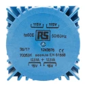 RS PRO Toroidal Transformer 2 x 115 V AC Primary, 2 x 15 V Secondary, 25 VA, Dual Output, UL, RoHS, 124-3876