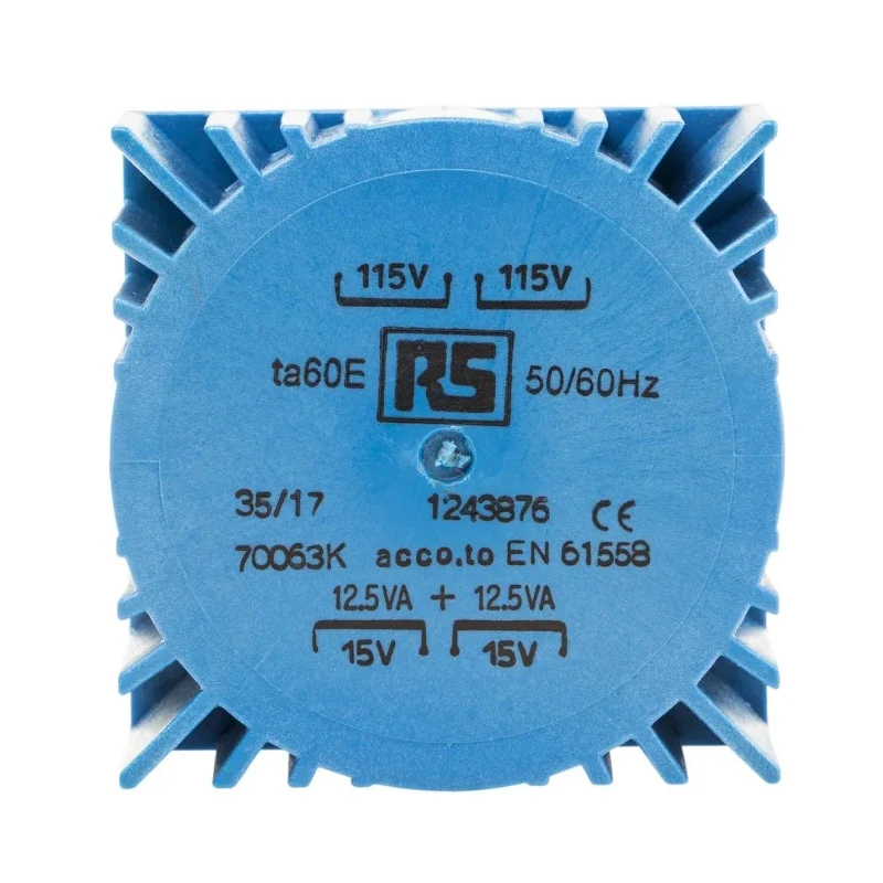 RS PRO Toroidal Transformer 2 x 115 V AC Primary, 2 x 15 V Secondary, 25 VA, Dual Output, UL, RoHS, 124-3876