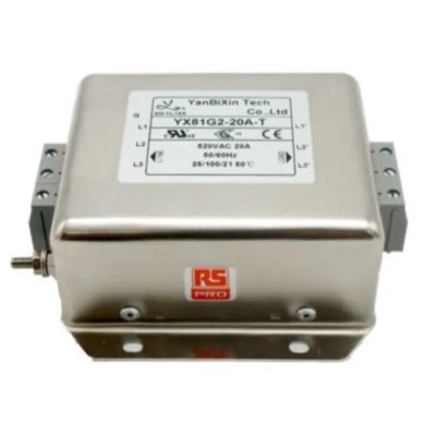 RS PRO Chassis Mount Power Line Filter 20A 520V AC Terminal Block 3 Phase 50Hz/60Hz 237-8740