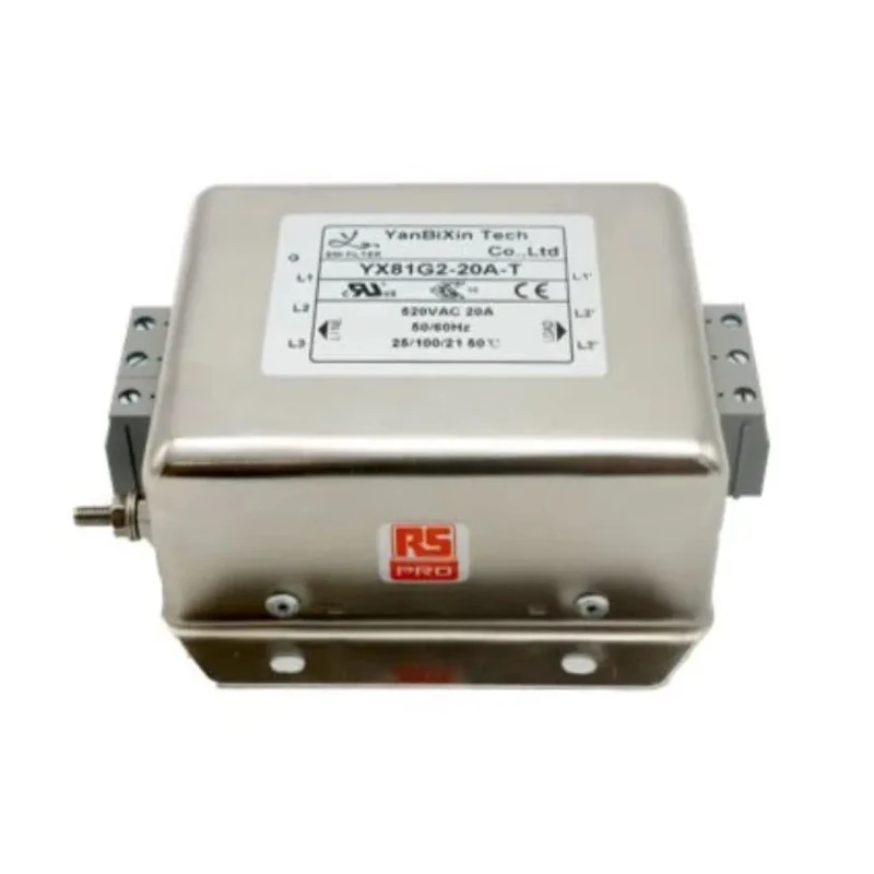 RS PRO Chassis Mount Power Line Filter 20A 520V AC Terminal Block 3 Phase 50Hz/60Hz 237-8740