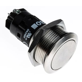 EAO 82 Series Push Button Switch Momentary Panel Mount SPDT 22 mm Cutout IP65 IP67 240V AC/DC Stainless Steel 82-6152.1000