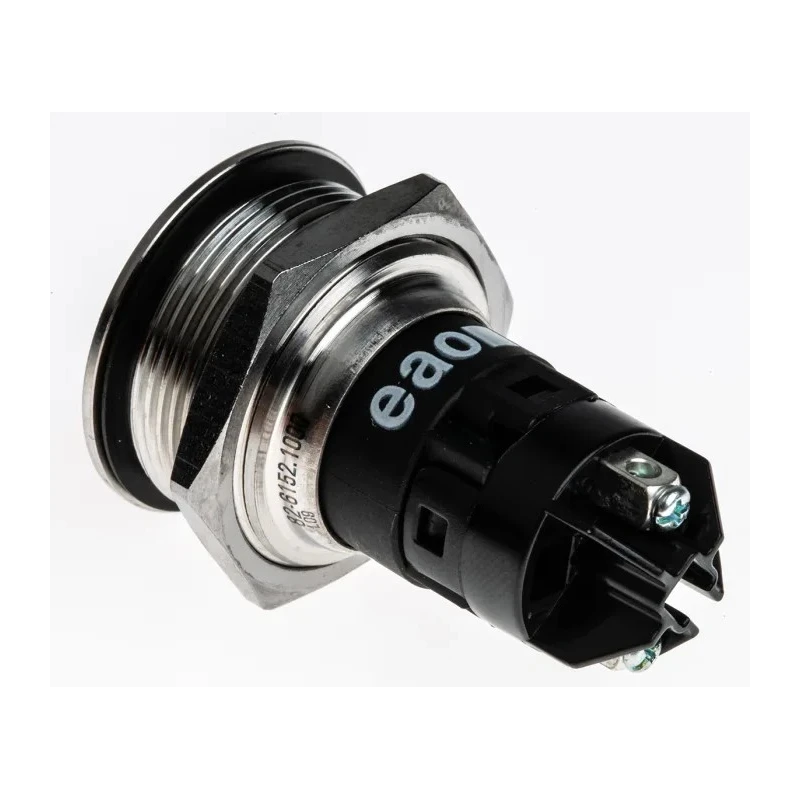 EAO 82 Series Push Button Switch Momentary Panel Mount SPDT 22 mm Cutout IP65 IP67 240V AC/DC Stainless Steel 82-6152.1000