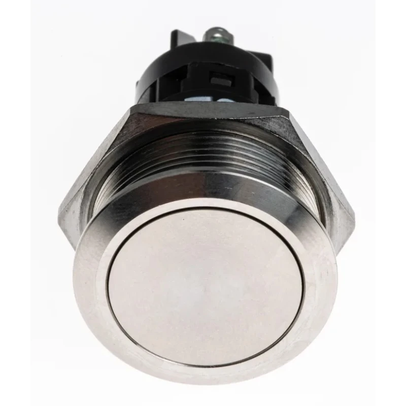 EAO 82 Series Push Button Switch Momentary Panel Mount SPDT 22 mm Cutout IP65 IP67 240V AC/DC Stainless Steel 82-6152.1000