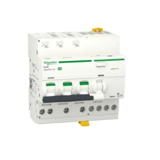 Schneider Electric Residual Current Circuit Breaker with Overload Protection, 20A, 3-Pole, 30mA Trip, DIN Rail A9DQ3720