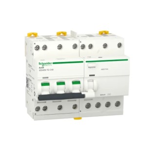 Schneider Electric Residual Current Circuit Breaker with Overload Protection, 40A, 3-Pole, 300mA, Type C, Acti9 A9DV7740