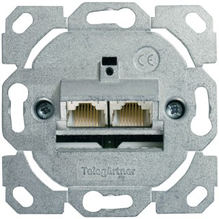 Telegartner Angled 2 Way Outlet Cable Clamp Shielded RJ11, RJ45, RJ12 Die Cast Zinc White J00020A0502