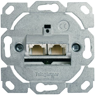 Telegartner Angled 2 Way Outlet Cable Clamp Shielded RJ11, RJ45, RJ12 Die Cast Zinc White J00020A0502
