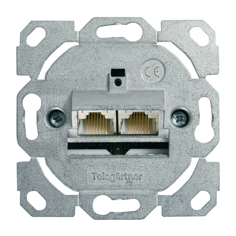 Telegartner Angled 2 Way Outlet Cable Clamp Shielded RJ11, RJ45, RJ12 Die Cast Zinc White J00020A0502