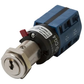 Kaba Key Switch DPCO 10A 2-Way Random-Key 7-350152-NI, Spring Return, Silver Housing, 440V AC