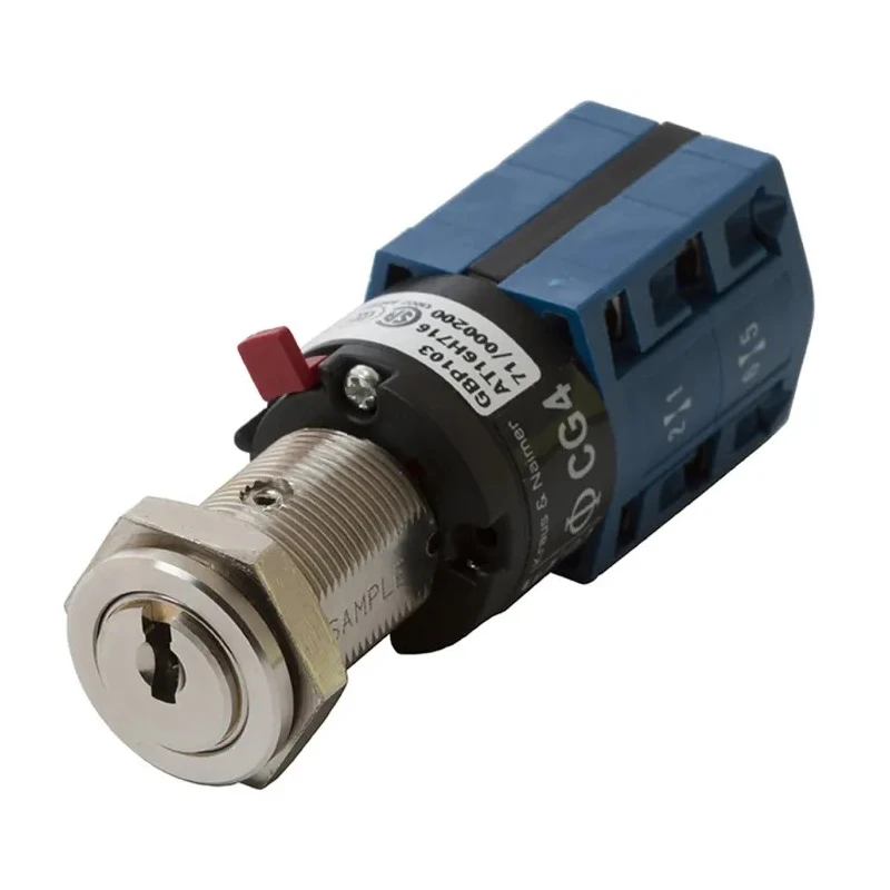 Kaba Key Switch DPCO 10A 2-Way Random-Key 7-350152-NI, Spring Return, Silver Housing, 440V AC