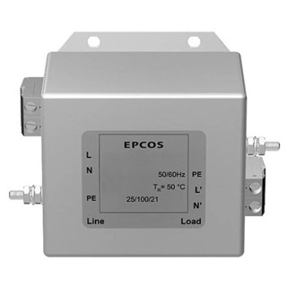 TDK Chassis Mount EMC Filter, 16A, 250V AC/DC, 50Hz/60Hz, Tab Termination, 1-Phase B84142A0016A166