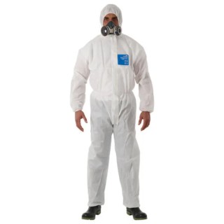 Microgard White Anti-Static Overall, SMS Fabric, 2XL, 116–124 cm Chest, Zipper Closure, Knee Pad Pocket WH15S-00111-06