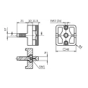 RS PRO M4 Connection Plate Polyamide Glass Fibre Reinforced For Strut Profile 8 mm, Groove Size 8 mm 238-4450